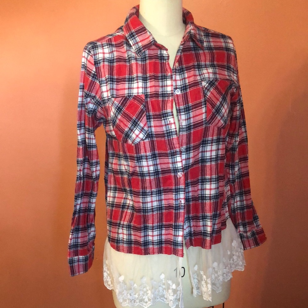 Lace hem flannel